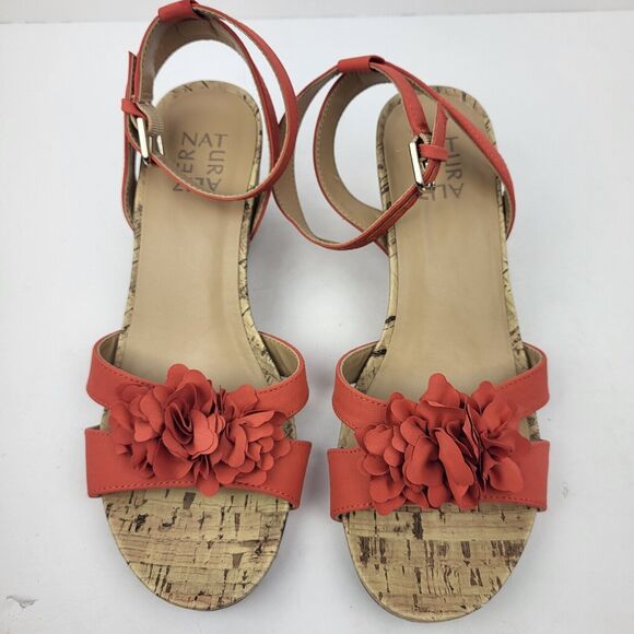 Naturalizer Womens Areda-Flower tangerine Wedge Sandals 8 M - Picture 9 of 12